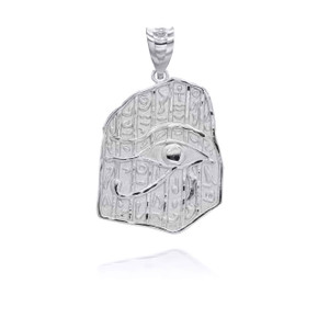 .925 Sterling Silver Egyptian Eye of Horus Wadjet Hieroglyphics Pendant