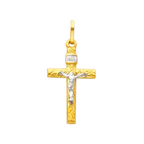 Graceful 14K Gold Two Tone Crucifix