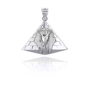 Silver Ancient Egyptian Pharaoh Pyramid Pendant 