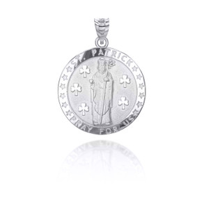 .925 Sterling Silver Religious Saint Patrick Patron Saint of Ireland Coin Pendant