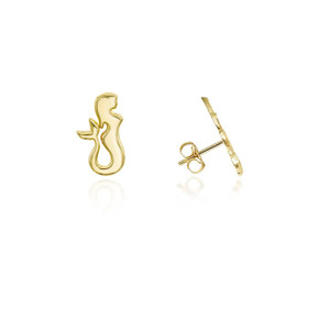 Yellow Gold Mermaid Stud Earrings