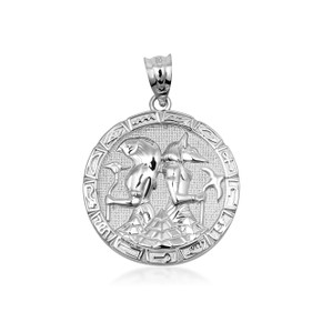 Silver Gold Egyptian Anubis and Horus Medallion Necklace