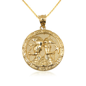 Gold Egyptian Anubis and Horus Medallion Necklace (Available in Yellow Gold, Rose Gold, White Gold) Gold Egyptian Anubis and Horus Medallion Necklace (Available in Yellow Gold, Rose Gold, White Gold)