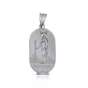 Silver Hathor Egyptian Mother Goddess of Love, Beauty and Feminine Power Pendant Necklace Silver Hathor Egyptian Mother Goddess of Love, Beauty and Feminine Power Pendant Necklace