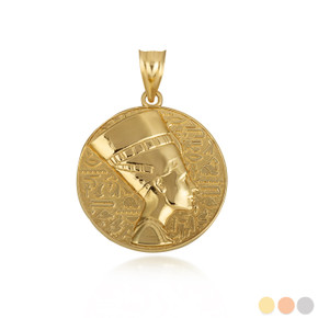 Gold Nefertiti Egyptian Queen Pharaoh Symbol of Beauty and Feminine Power Pendant