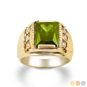 Yellow Gold Personalized Emerald Cut Lab Created Birthstone Ring