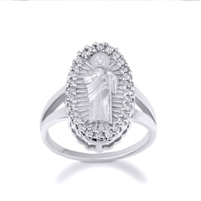 Silver Gold Saint Jude Illuminated Oval Ring