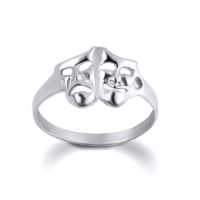 Sterling Silver High Polished Comedy / Tragedy Drama Masks Ring – No Stone