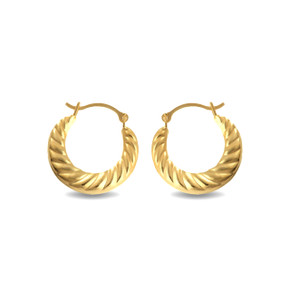 14K Yellow Gold Large Croissant Twisted Reversible Hoop Earrings