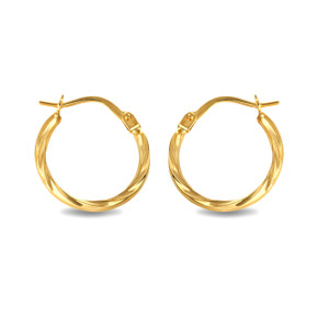 14K Yellow Gold Twist Reversible Hoop Earrings