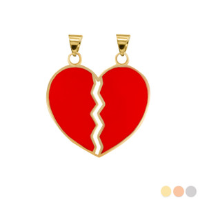 Yellow Gold Enamel Breakable Heart Pendant