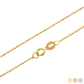 14K Gold Beaded Ball Chain Necklace