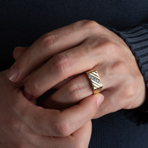 Gold Men's Timeless Diamond Ring on male model