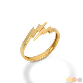 Gold Double Lighting Thunder Bolt Ring