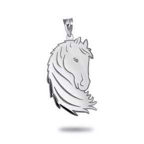 White  Gold Personalized Unicorn Horse Engravable Pendant