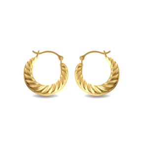 14K Yellow Gold Croissant Twisted Reversible Hoop Earrings