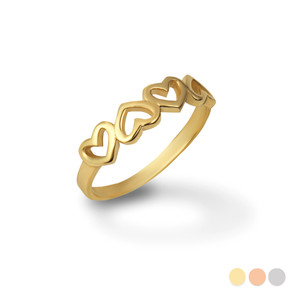 Gold Openwork Heart Love Ring