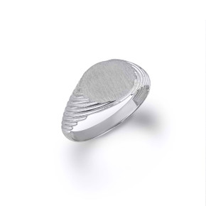 .925 Sterling Silver Rectangle Striped Signet Ring