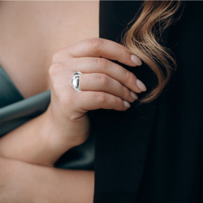 925 Sterling Silver Vaulted Dome Cocktail Party Ring