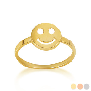 Gold Happy Smiley Face Emoji Ring