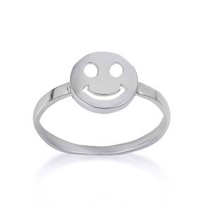 .925 Sterling Silver Happy Smiley Face Emoji Ring