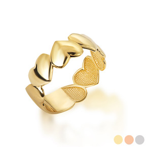 Gold Heart Shapes Love Band Ring