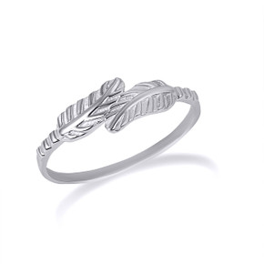 .925 Sterling Silver Double Fern Leaf Ring