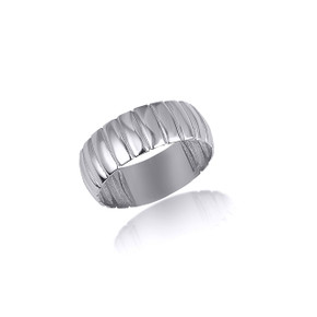 .925 Sterling Silver Classic Ribbed Band Ring (7mm)