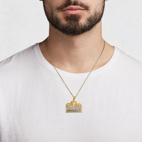 Two Tone Gold The Last Supper Jesus & Apostles Pendant Necklace on male model