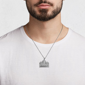 .925 Sterling Silver The Last Supper Jesus & Apostles Pendant Necklace on male model