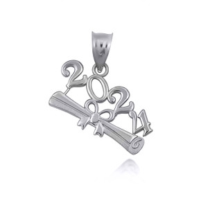 .925 Sterling Silver Class Of 2024 Graduation Diploma Infinity Ribbon Pendant