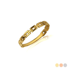 Yellow Gold Chain Link Protection Band Ring