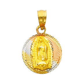 Tri-Color "Our Lady of Guadalupe" Gold Pendant- 0.30 Inch