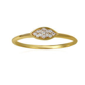 14K Yellow Gold Oval CZ Eye Band Ring