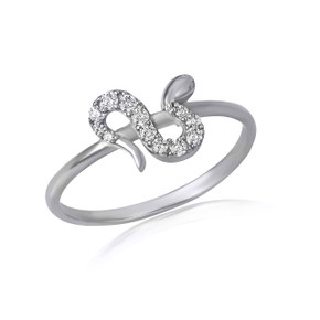 .925 Sterling Silver CZ Studded Snake Ring