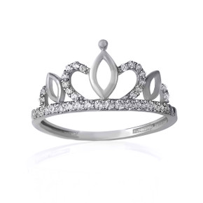 .925 Sterling Silver CZ Crown Tiara Ring