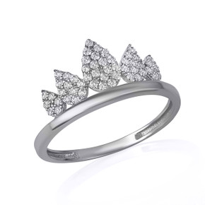 .925 Sterling Silver CZ Royal Crown Tiara Band Ring