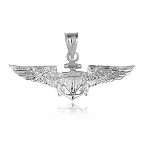 .925 Sterling Silver United States Navy Officially Licensed Shield Eagle Anchor Emblem Pendant