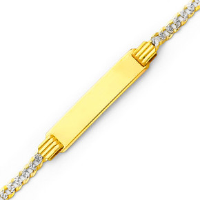 Two-Tone Gold Men's Cuban Chain Link Bracelet (191 mm)