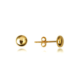 14K Yellow Gold Flat Ball Stud Earrings