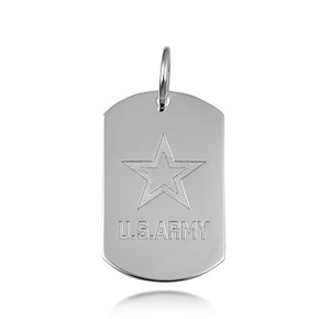 .925 Sterling Silver US Army Logo Dog Tag Pendant