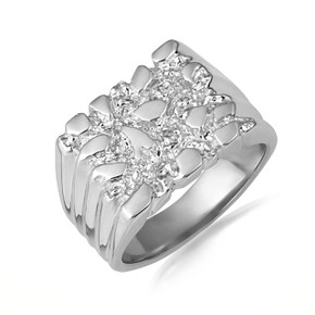.925 Sterling Silver Men's Elegant Nugget Ring