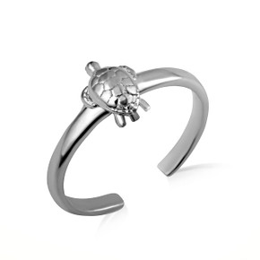 .925 Sterling Silver Sea Turtle Ocean Toe Ring