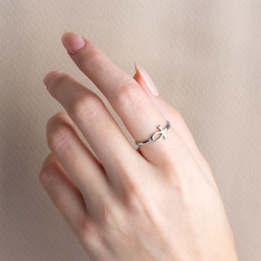 .925 Sterling Silver Egyptian Ankh Cross Band Ring on female model