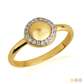 Gold Diamond Round Circle Ring