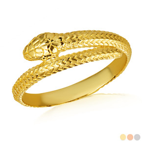 Gold Coiled Snake Wraparound Band Ring
