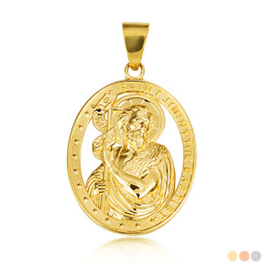 Gold Oval Saint John The Baptist Pendant Necklace