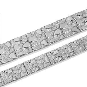 .925 Sterling Silver Textured Nugget Bracelet S/L