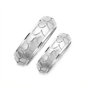 .925 Sterling Silver Unisex Nugget Eternity Wedding Band Ring Set