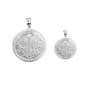.925 Sterling Silver Eastern Orthodox Botonée Budded Cross Medallion Pendant